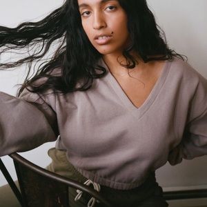 Out From Under Cropped V Neck Crew